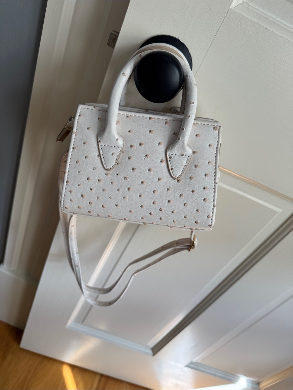 White Mini Crossbody Bag with Graphic Accents - Picture 8 of 9